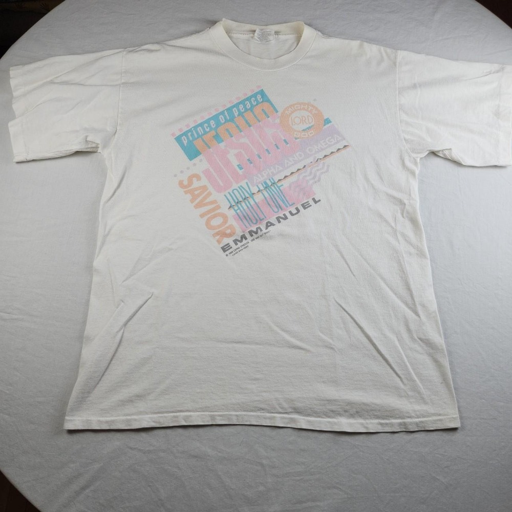 Vintage 1986 Living Epistles Jesus T-Shirt XL White Single Stitch Christian 80s